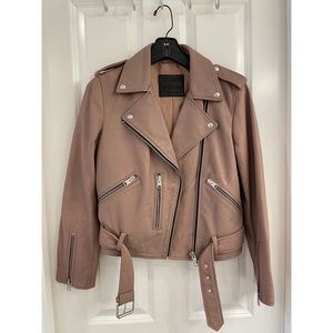 All Saints Mauve Leather Biker Jacket